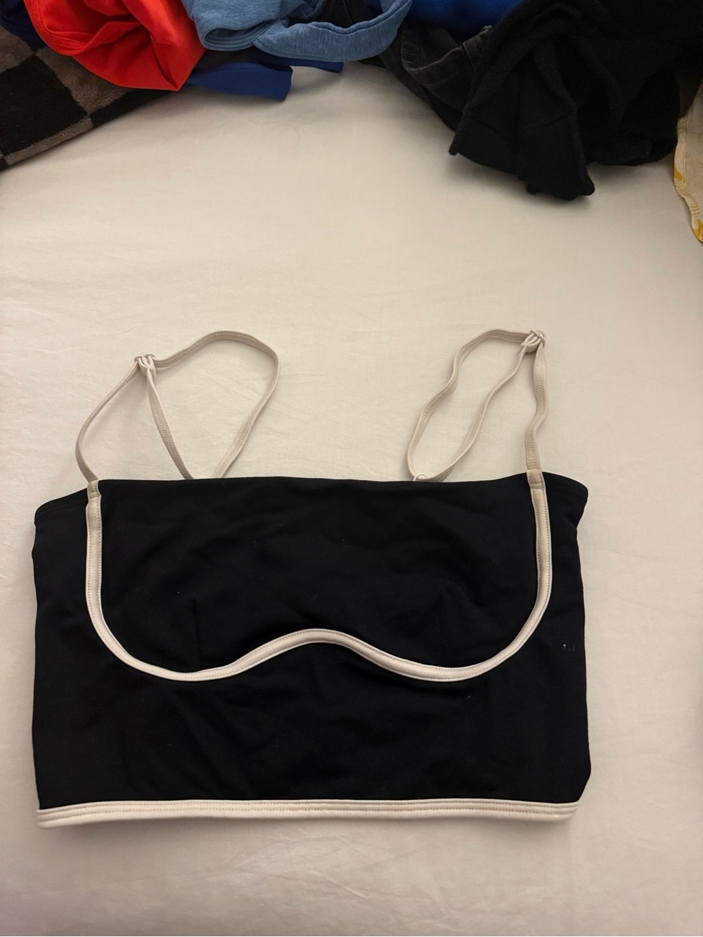 Black Crop Tank Top with Cream Trim alo